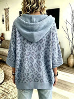 Comfortable And Casual Leopard-print Knitted Hoodie