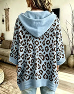 Comfortable And Casual Leopard-print Knitted Hoodie