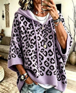 Comfortable And Casual Leopard-print Knitted Hoodie